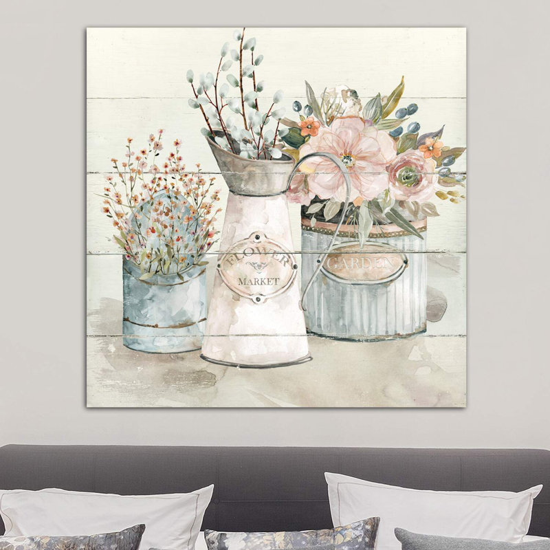 Shiplap Flower Market by Carol Robinson - Wrapped Canvas Painting, 93.98 cm H x 93.98 cm W x 3.175 cm D