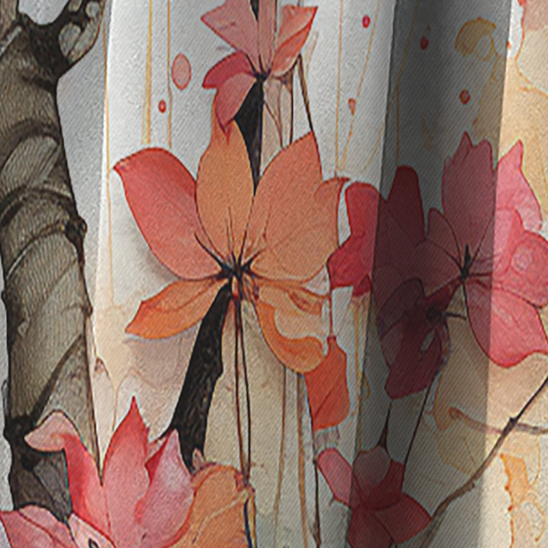 Serenade Peach Maple Trees - Rideau érable arbre - Rideau occultant à motif floral - 1 panneaux, L 52 po x L 84 po
