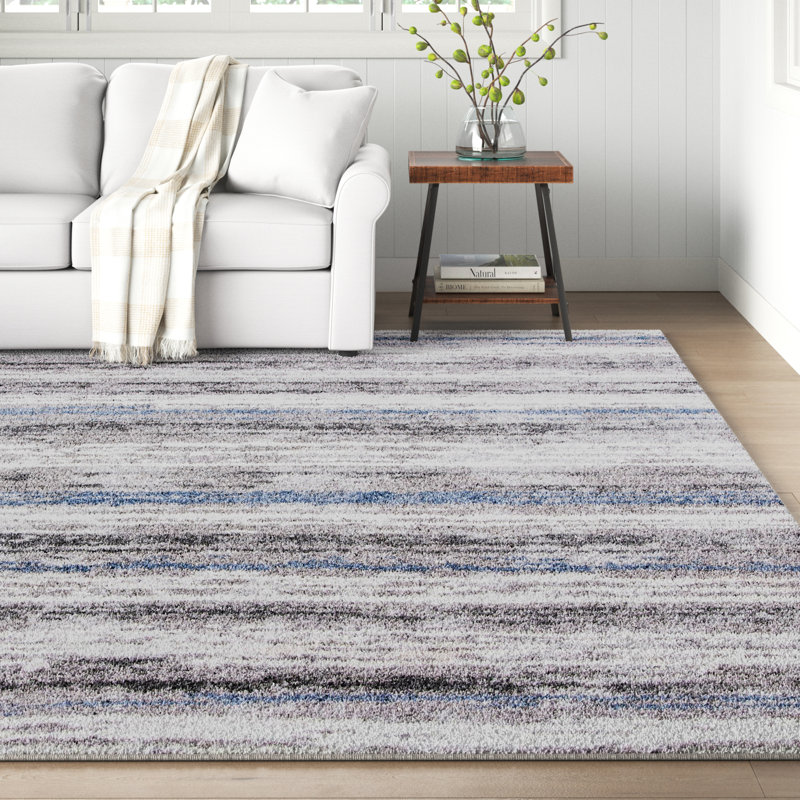 Southport Stripe Gray/Blue Area Rug, Rectangle 5'3" x 7'7"