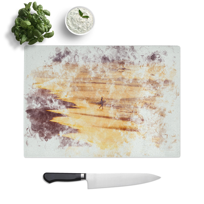 Tempered Glass Heading into the Surf Chopping Board, 28.5 cm x 39 cm