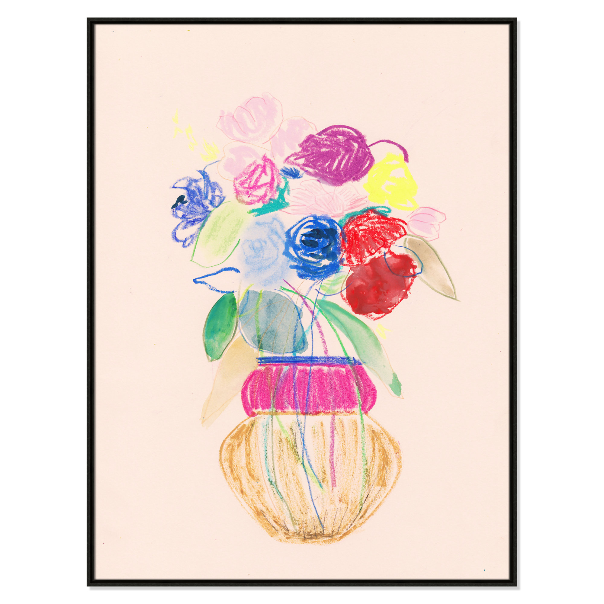 Simple Floral II Print by Bea Dina, Espresso Floater Framed Canvas, No Mat, 49.5" H x 37.5" W x 2" D