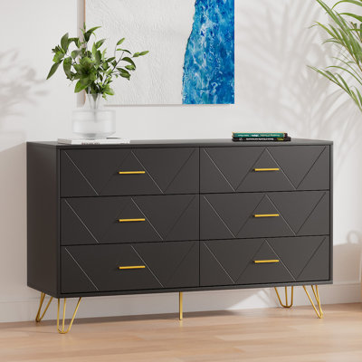  Modern Fluted 47'' W 6 Drawer Dresser