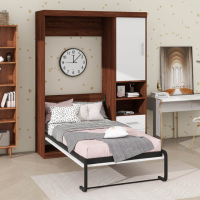 Lit simple escamotable mural avec armoire