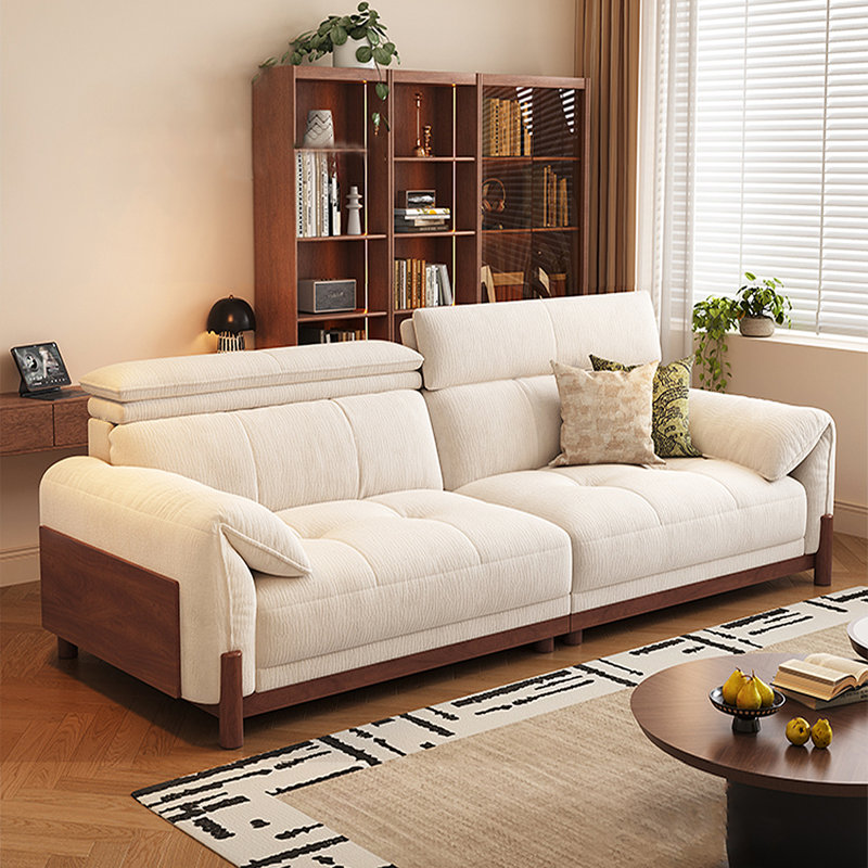 Canapé modulaire en chenille crème, Crème, 3, H 40,55 po x l 94,49 po x P 39,37 po