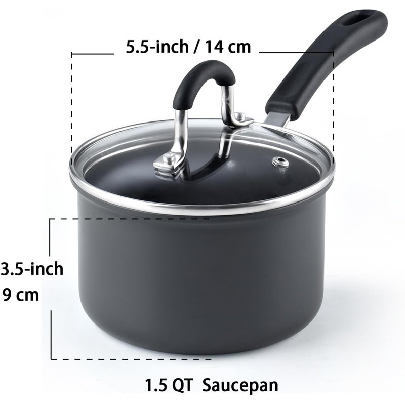 Casserole antiadhésive de 1,5 pte avec couvercle Cook N Home Professional, 1,5 pte