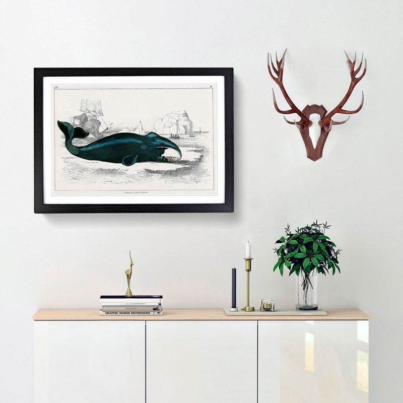 Beached Whale by Oliver Goldsmith - Single Picture Frame Painting, 33cm H x 45cm W x 2cm D, Black Framed