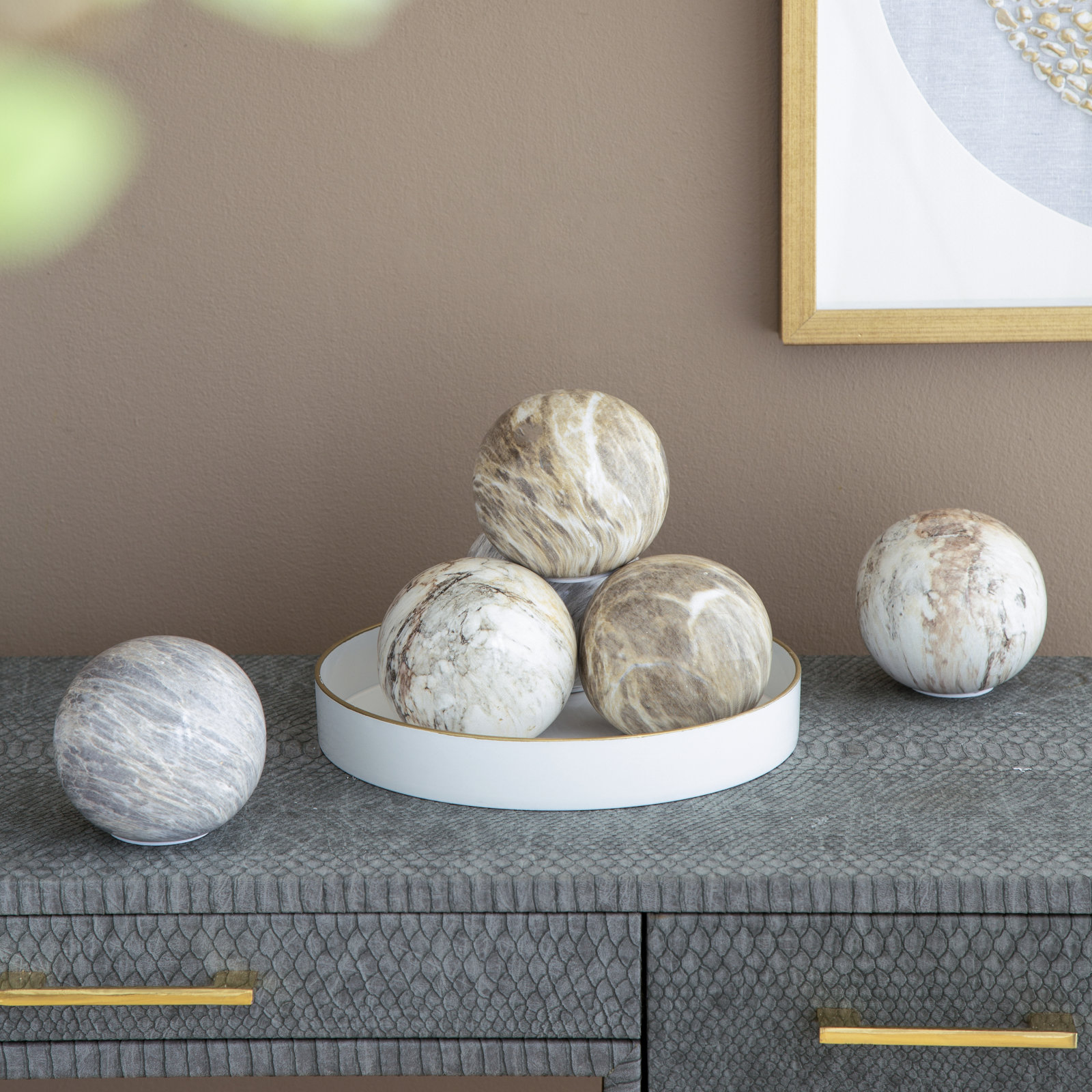 Ronica 6 Piece Ronica Marbleized Ball Accents Set