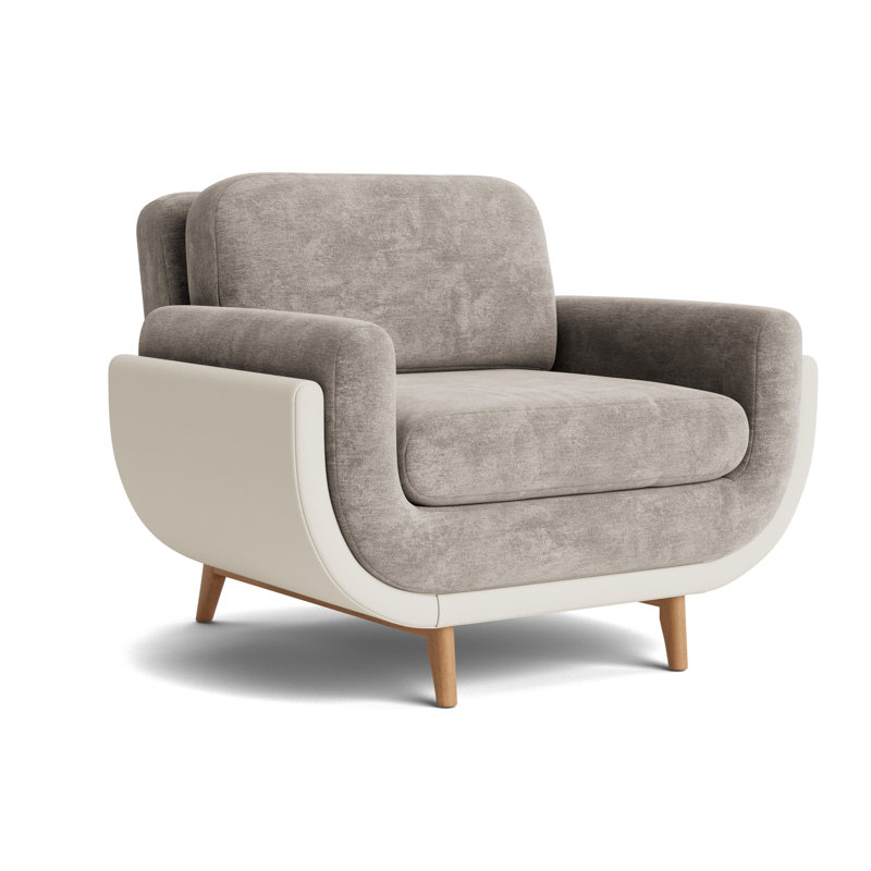 Regatta Chair, Vintage Chenille - Mink/Greenwich Leather - Cream, Natural
