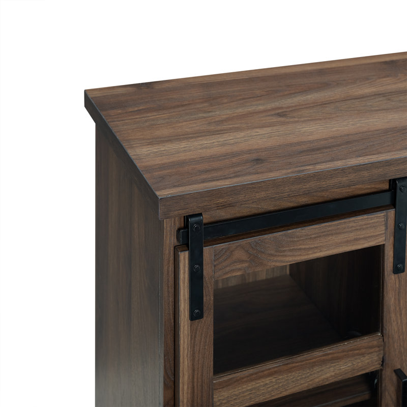Stotfold 32'' Sliding Glass Door Accent Server, Dark Walnut