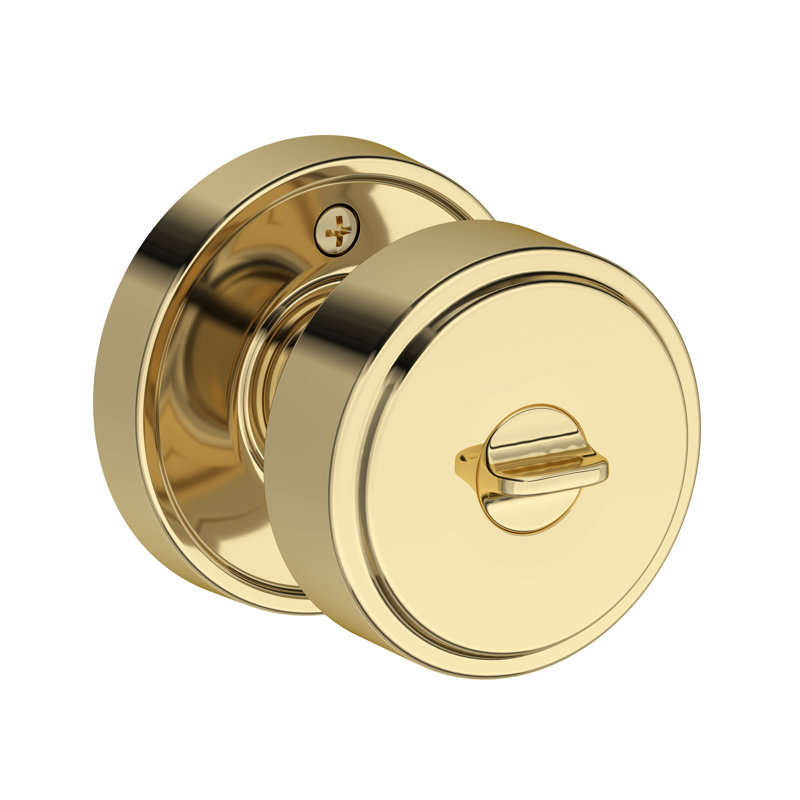 Vashon Keyed Entry Knob with Recessed Round Rose in Satin Nickel, Unlacquered Brass