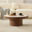 Table basse contemporaine avec plateau en pierre frittée et piédestal robuste en panneau de fibres à densité moyenne-379806434
