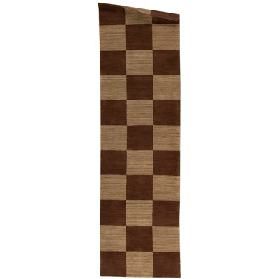 Tapis beige / brun de haute qualité noué à la main