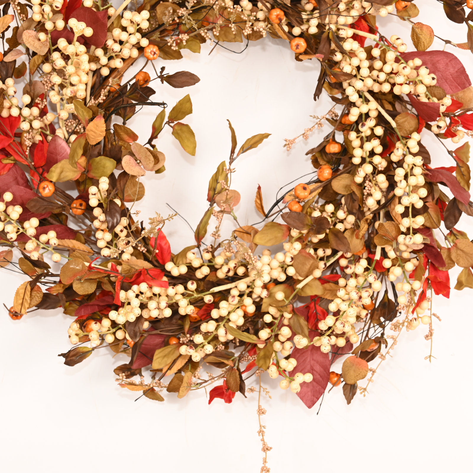 Handcrafted Foliage Berry Thanksgiving Wreath, Cream, 26" W x 26" H x 5" D