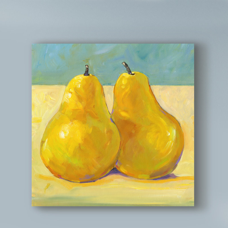 « a pair of poires painting », reproduction de peinture à l’acrylique sur toile tendue, H 18 po x l 18 po x P 2 po