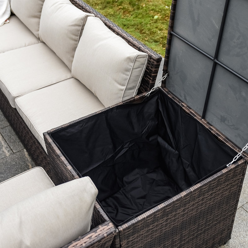 Ensemble de conversation avec coussins pour 8 personnes Abhinav Rattan, Brun