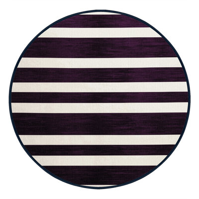 Machine Washable Horizontal Stripes Purple Area Rug