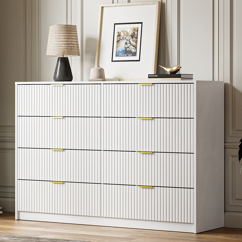 8-Drawer Double Dresser, 55" W - White