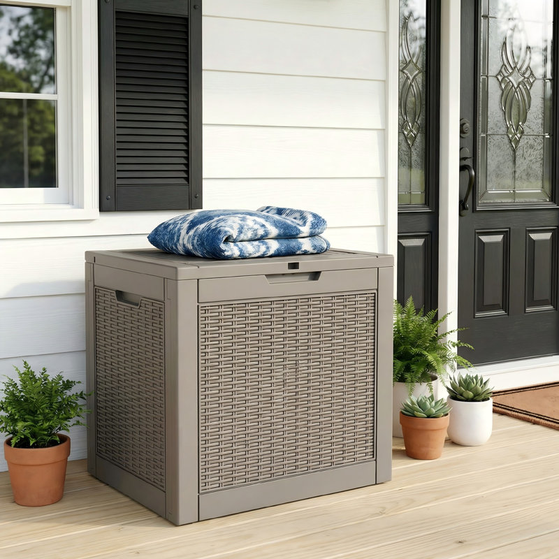 Boîte de rangement de 30 gallons en résine résistante aux intempéries verrouillable, idéale pour les meubles de jardin