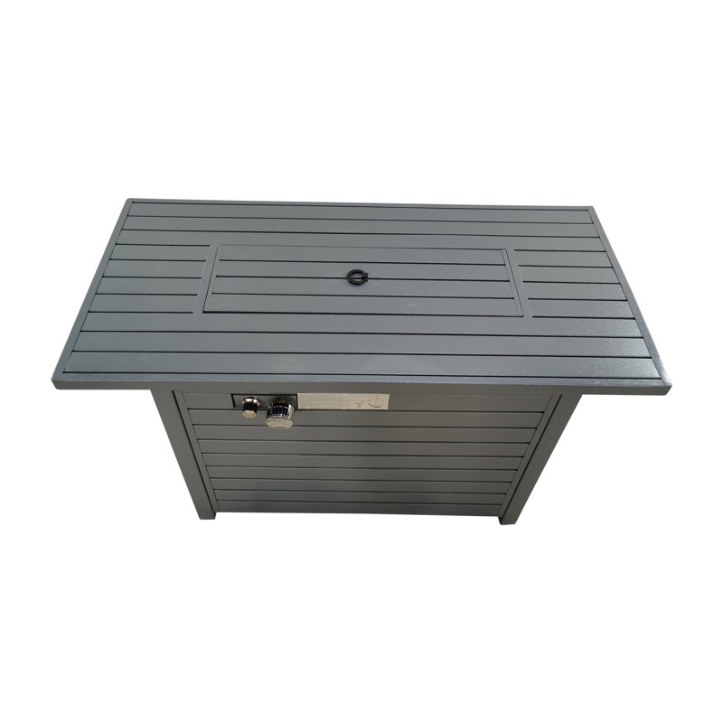 Table de feu 11 po x 42 po - peut accueillir un réservoir de gaz de 20 lb, fosse en acier de style moderne avec couvercle 50000, gris