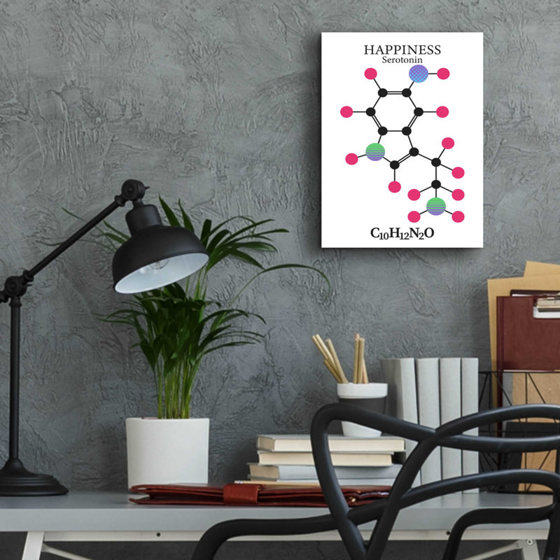 «Serotonin Molecule», art mural en verre acrylique, H 16 po x l 12 po x P 0,13 po