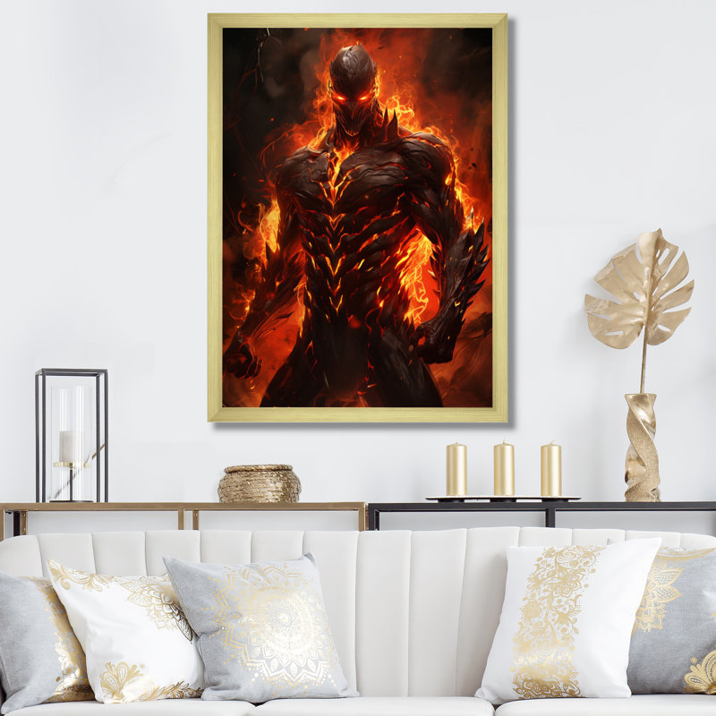 Fire Force Villian III sur impression sur toile, Cadre doré à une seule photo, H 20 po x l 12 po x P 1 po