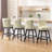 Swivel Bar Stools Set of 4, PU Leather Bar Chairs with Button Tufted Front and Ring Pull Back, 30" Bar Height Stools with Solid Wood Legs for Kitchen Island or Bar, Beige-1995099757-1995099759