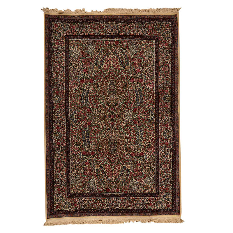 Tapis brun / noir / rouge de haute qualité noué à la main