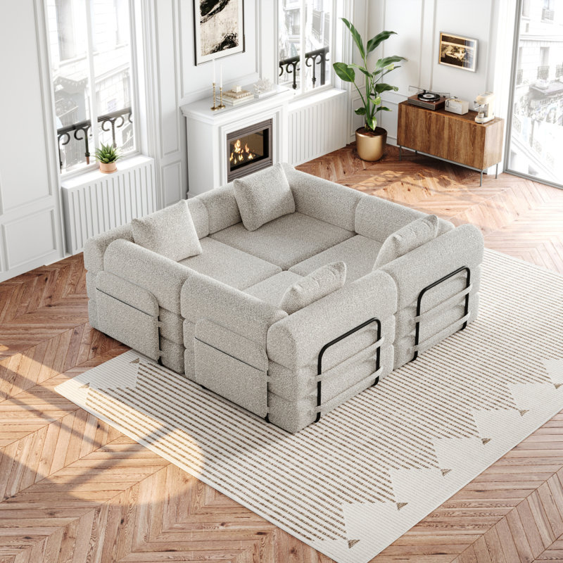 Canapé-lit convertible 4 places, canapé en chenille, équipé de poches de rangement latérales, canapé-lit pliant, convient aux salons, aux chambres à coucher et aux bureaux.