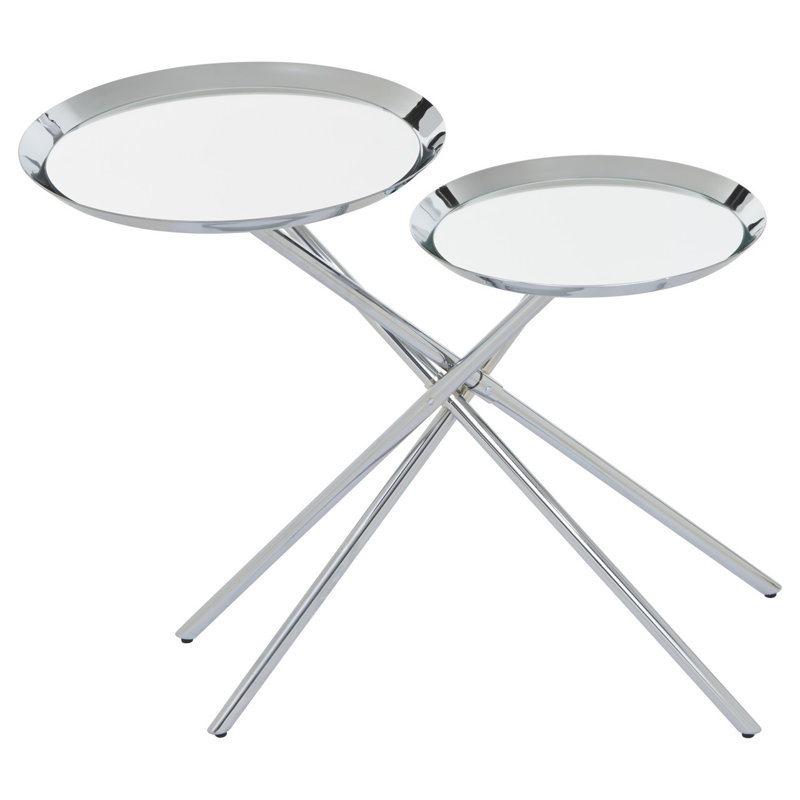 Emile Tray Top Cross Legs End Table, Silver