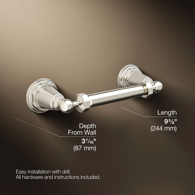 Pinstripe® Wall Mount Toilet Paper Holder, Vibrant Polished Nickel