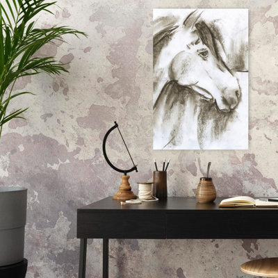 Grand cheval rouge abstrait, art contemporain