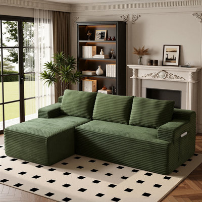 96" Compression Modern L-Shaped Modular Sectional Sofa With Chaise Lounge, Soft Corduroy Upholstery Boneless And Deep Seating Cloud Couch Design