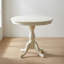 Ensemble de salle à manger rond 3 pièces en bois d'hévéa blanc lin avec table à pied centrale et chaises à dossier à lattes