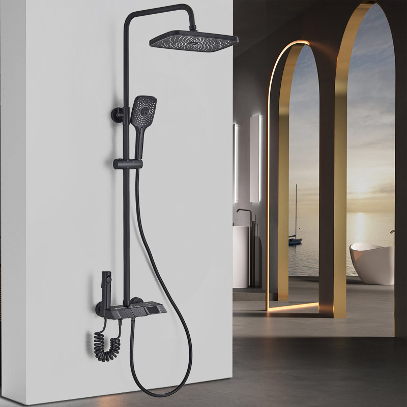 Système complet de robinet de douche, Noir mat