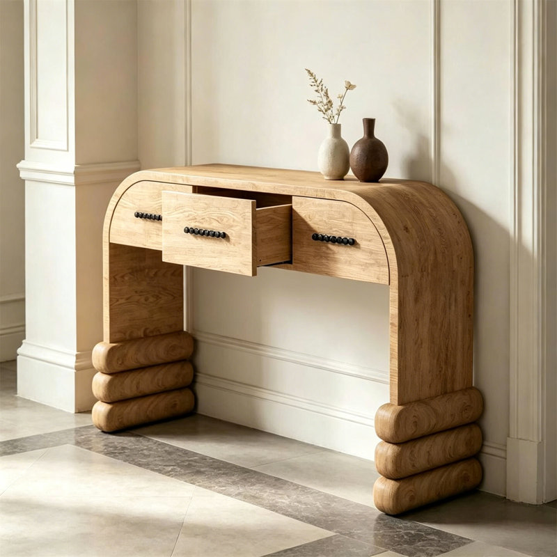 Console à trois tiroirs French Vintage, 31.5" H x 55.1" W x 13.8" D
