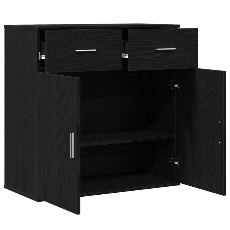 Sideboard 79 X 38 X 80 Cm Engineered Wood, Black Oak