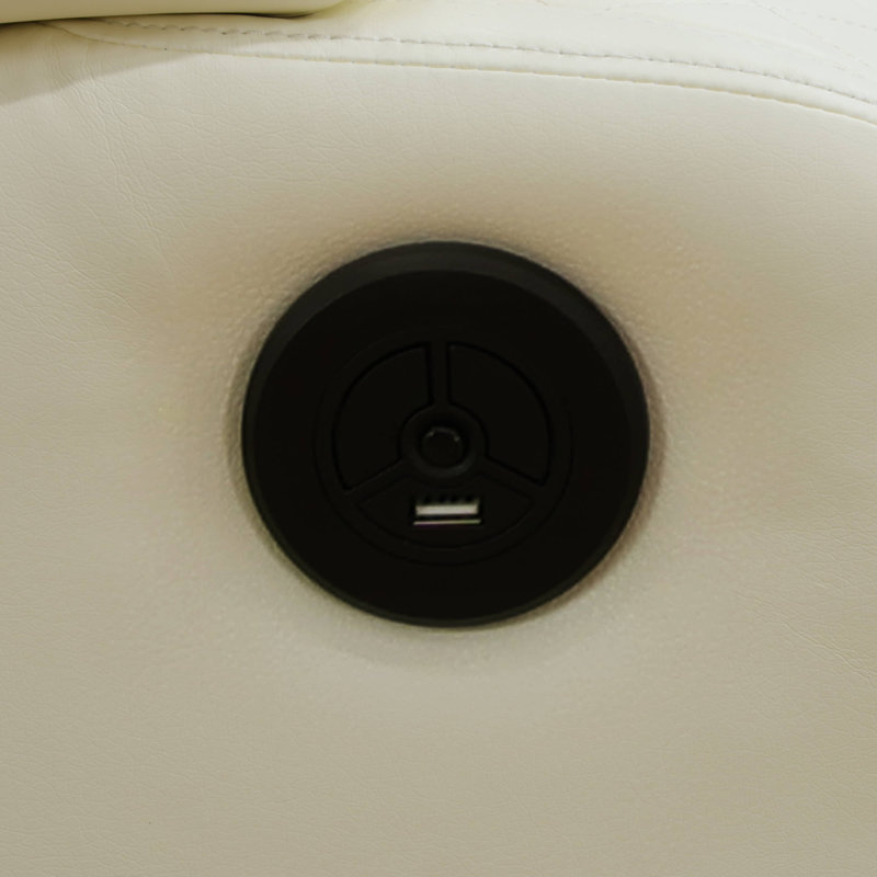 Ensemble de canapé inclinable en cuir Marble, Blanc