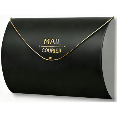 Black Wall Mount Mailbox For Outside, Waterproof Metal Mailboxes With Rust-Proof Galvanized Steel, Large Capacity Envelope Mailbox For House