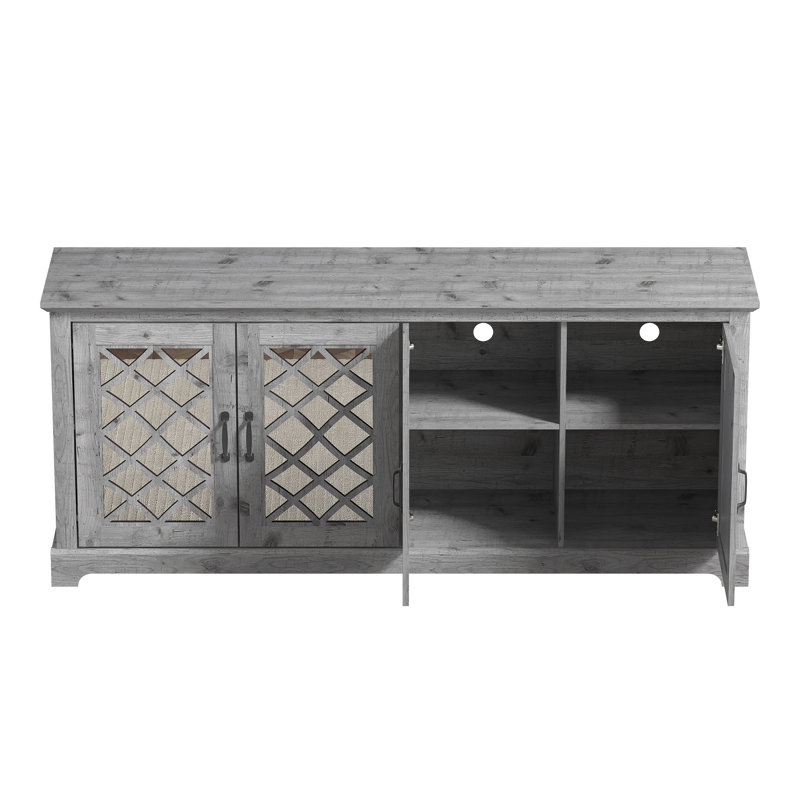 Meuble télé 4 portes Ariba, Gris mexicain, Diamora, H 29,3 po x L 68,2 po x l 17,2 po
