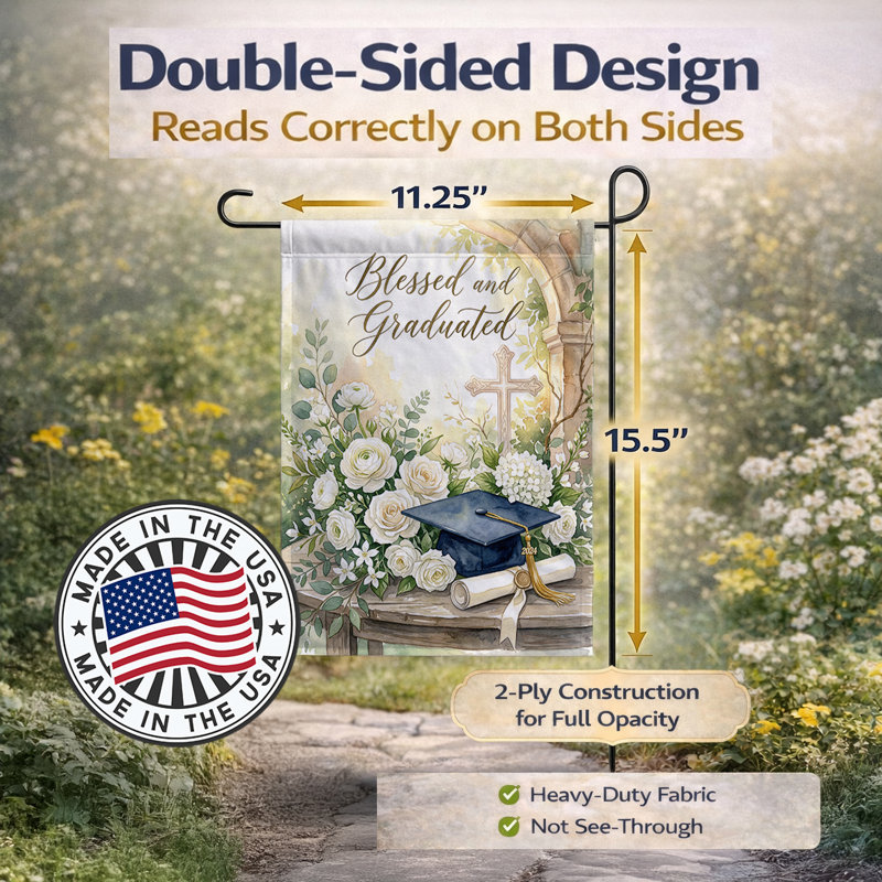 Drapeau de jardin «Blessed and Graduated Faith», Garden Size, Blessed