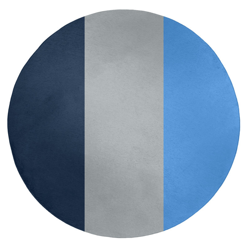 Tapis à rayures en poly-gris tennessee foote, Rond 5 pi