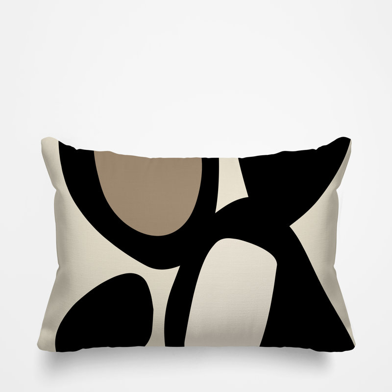 Coussin intérieur / extérieur en polyester filé Karney, Noir, H 14 po x l 20 po