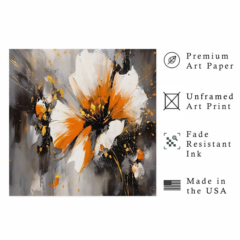 «Floral Orange Flower», reproduction d'art moderne sans cadre