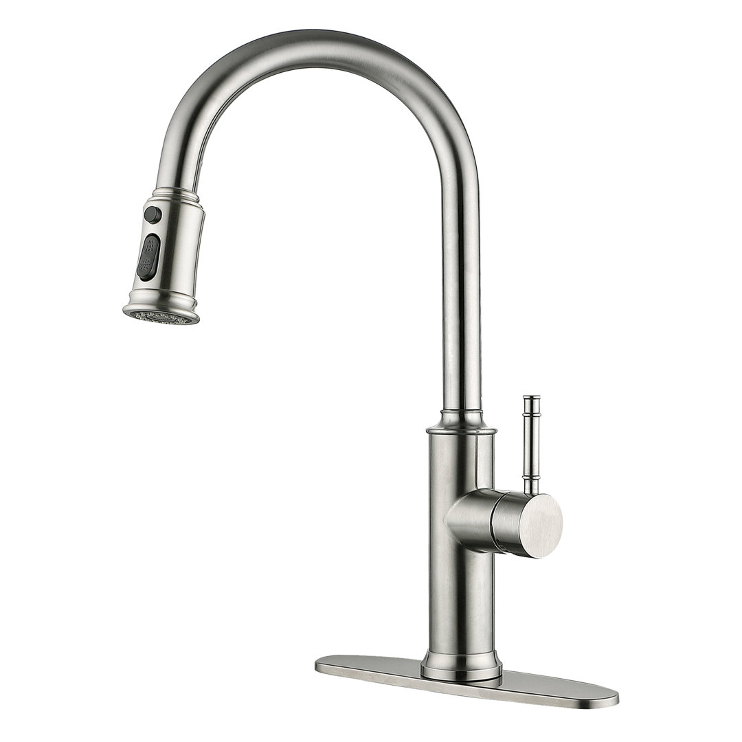 Maiguoone Pull Down Kitchen Faucet Pull Out Sprayer with Deck Plate maiguoone