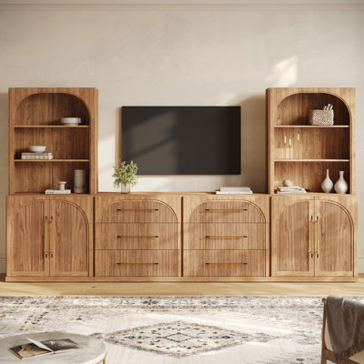 Meuble télé 6 pièces Yunus Series 1C2G, brun clair
