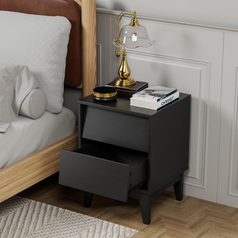 Dominyka 15.80'' W Nightstand, Black