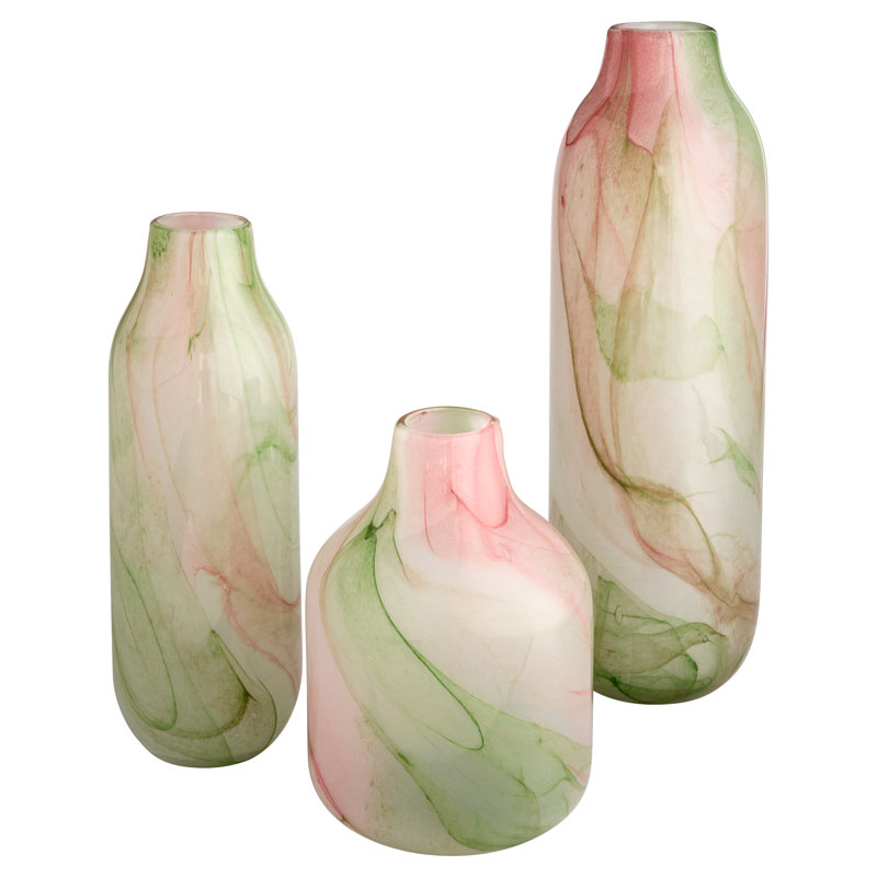 Fern Handmade Glass Table Vase, 9" H x 6.75" W x 6.75" D