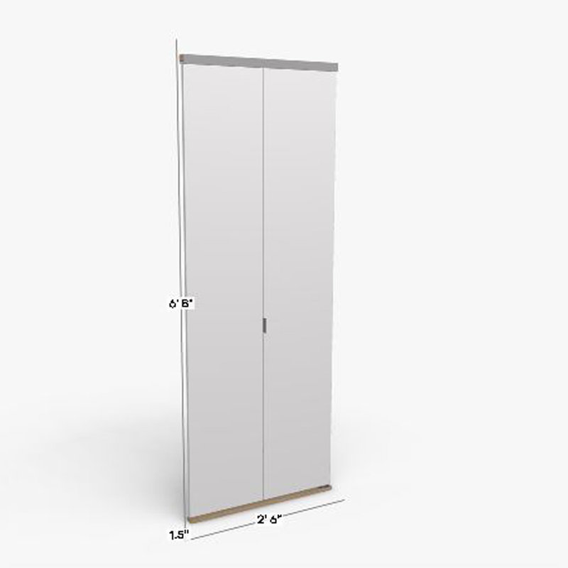 Porte pliante encastrée en bois manufacturé apprêté, 30 po x 80 po, Chrome apprêté
