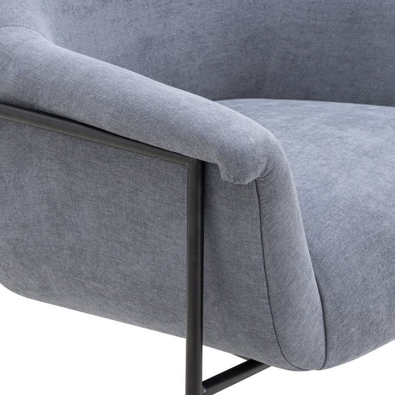 Fauteuil d'appoint en chenille bleue Lua, Bleu