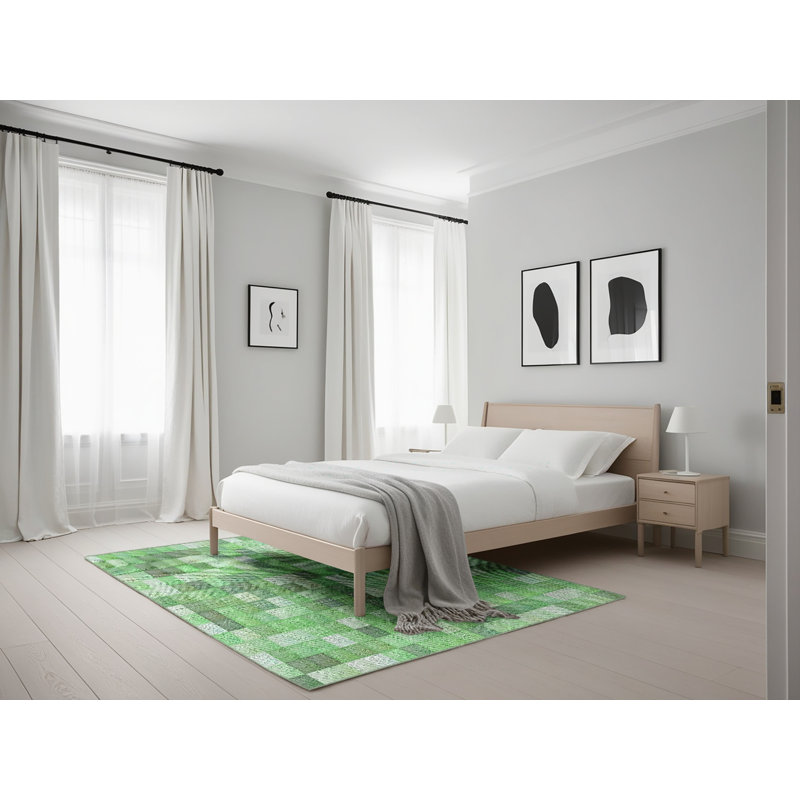 Tapis vert tissé à la machine, Rectangle 5 pi x 7 pi